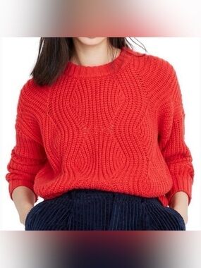 Madewell | Red Everett Ribplay Pullover Sweater, M